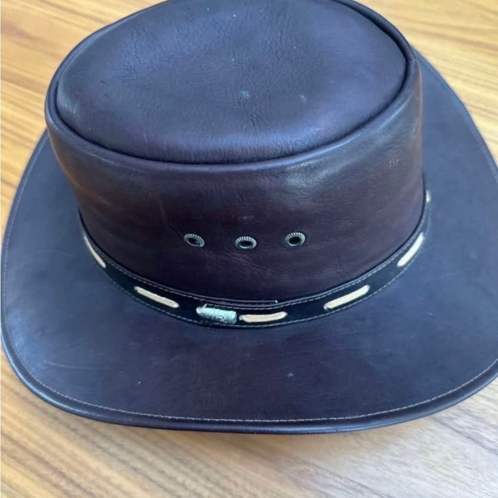 Men's Brown Leather Outback Hat - Classic Style